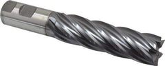 Niagara Cutter - 1-1/8", 4" LOC, 1" Shank Diam, 6-1/2" OAL, 6 Flute, Cobalt Square End Mill - Single End, TiCN Finish, Spiral Flute, 30° Helix, Centercutting, Right Hand Cut, Right Hand Flute, Series SPC408 - Eagle Tool & Supply