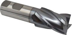 Niagara Cutter - 1-1/4", 2" LOC, 1" Shank Diam, 4-1/2" OAL, 4 Flute, Cobalt Square End Mill - Single End, TiCN Finish, Spiral Flute, 30° Helix, Centercutting, Right Hand Cut, Right Hand Flute, Series SPC408 - Eagle Tool & Supply