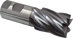 Niagara Cutter - 1-1/2", 2" LOC, 1-1/4" Shank Diam, 4-1/2" OAL, 6 Flute, Cobalt Square End Mill - Single End, TiCN Finish, Spiral Flute, 30° Helix, Centercutting, Right Hand Cut, Right Hand Flute, Series SPC408 - Eagle Tool & Supply