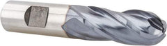 Niagara Cutter - 3/4" Diam, 1-5/8" LOC, 4 Flute Cobalt Ball End Mill - TiCN Finish, Single End, 3-7/8" OAL, 3/4" Shank Diam, Spiral Flute - Eagle Tool & Supply