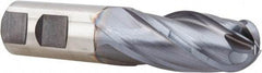 Niagara Cutter - 7/8" Diam, 1-7/8" LOC, 4 Flute Cobalt Ball End Mill - TiCN Finish, Single End, 4-1/8" OAL, 7/8" Shank Diam, Spiral Flute - Eagle Tool & Supply