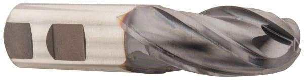 Niagara Cutter - 1" Diam, 2" LOC, 4 Flute Cobalt Ball End Mill - TiCN Finish, Single End, 4-1/2" OAL, 1" Shank Diam, Spiral Flute - Eagle Tool & Supply