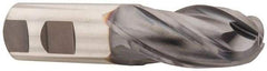 Niagara Cutter - 1" Diam, 2" LOC, 4 Flute Cobalt Ball End Mill - TiCN Finish, Single End, 4-1/2" OAL, 1" Shank Diam, Spiral Flute - Eagle Tool & Supply