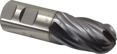Niagara Cutter - 1-1/4" Diam, 2" LOC, 6 Flute Cobalt Ball End Mill - TiCN Finish, Single End, 4-1/2" OAL, 1-1/4" Shank Diam, Spiral Flute - Eagle Tool & Supply