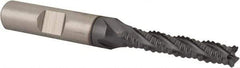 Niagara Cutter - 1/4" Diam, Coarse Pitch, 1-1/4" LOC, 4 Flute Cobalt Roughing Square End Mill - TiCN Finish, 3-1/16" OAL, 3/8" Shank Diam, Single End, Centercutting, 30° Helix - Eagle Tool & Supply