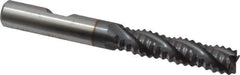 Niagara Cutter - 3/8" Diam, Coarse Pitch, 1-1/2" LOC, 4 Flute Cobalt Roughing Square End Mill - TiCN Finish, 3-1/4" OAL, 3/8" Shank Diam, Single End, Centercutting, 30° Helix - Eagle Tool & Supply