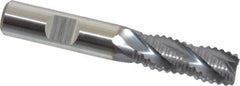 Niagara Cutter - 1/2" Diam, Coarse Pitch, 1-1/4" LOC, 4 Flute Cobalt Roughing Square End Mill - TiCN Finish, 3-1/4" OAL, 1/2" Shank Diam, Single End, Centercutting, 30° Helix - Eagle Tool & Supply