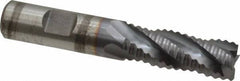 Niagara Cutter - 5/8" Diam, Coarse Pitch, 1-5/8" LOC, 4 Flute Cobalt Roughing Square End Mill - TiCN Finish, 3-3/4" OAL, 5/8" Shank Diam, Single End, Centercutting, 30° Helix - Eagle Tool & Supply