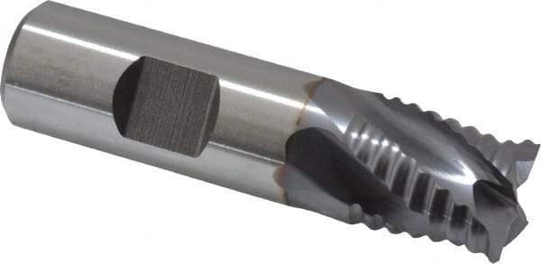 Niagara Cutter - 3/4" Diam, Coarse Pitch, 3/4" LOC, 4 Flute Cobalt Roughing Square End Mill - TiCN Finish, 3" OAL, 3/4" Shank Diam, Single End, Centercutting, 30° Helix - Eagle Tool & Supply