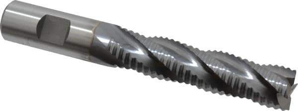 Niagara Cutter - 3/4" Diam, Coarse Pitch, 3" LOC, 4 Flute Cobalt Roughing Square End Mill - TiCN Finish, 5-1/4" OAL, 3/4" Shank Diam, Single End, Centercutting, 30° Helix - Eagle Tool & Supply