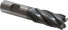 Niagara Cutter - 7/8" Diam, Coarse Pitch, 1-7/8" LOC, 5 Flute Cobalt Roughing Square End Mill - TiCN Finish, 4-1/8" OAL, 3/4" Shank Diam, Single End, Centercutting, 30° Helix - Eagle Tool & Supply