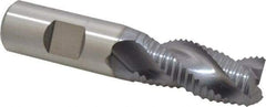 Niagara Cutter - 3/4" Diam, Coarse Pitch, 1-1/2" LOC, 3 Flute Cobalt Roughing Square End Mill - TiCN Finish, 3-3/4" OAL, 3/4" Shank Diam, Single End, Centercutting, 36° Helix - Eagle Tool & Supply