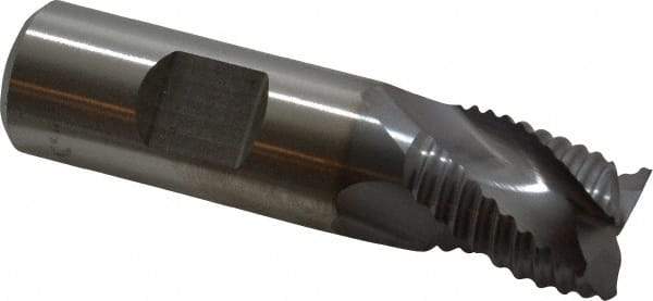 Niagara Cutter - 3/4" Diam, Coarse Pitch, 3/4" LOC, 3 Flute Cobalt Roughing Square End Mill - TiCN Finish, 3" OAL, 3/4" Shank Diam, Single End, Centercutting, 36° Helix - Eagle Tool & Supply