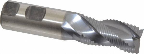 Niagara Cutter - 1" Diam, Coarse Pitch, 1-3/4" LOC, 3 Flute Cobalt Roughing Square End Mill - TiCN Finish, 4-5/8" OAL, 1" Shank Diam, Single End, Centercutting, 36° Helix - Eagle Tool & Supply