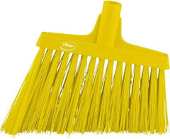 Vikan - 9-1/2" Wide, Yellow Synthetic Bristles, Angled Broom - Eagle Tool & Supply