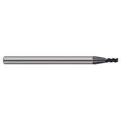 Variable Helix End Mills for Medium Alloy Steels - 0.0930″ (3/32″) Cutter Diameter × 0.0100″ Radius × 0.2790″ Length of Cut Carbide Corner Radius End Mill for Medium Alloy Steels, 3 Flutes, AlTiN Coated - Exact Industrial Supply