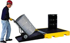 UltraTech - 75 Gal Sump, 9,000 Lb Capacity, 4 Drum, Polyethylene Spill Deck or Pallet - 63" Long x 62" Wide x 9" High, Liftable Fork, Low Profile, 2 x 4 Drum Configuration - Eagle Tool & Supply