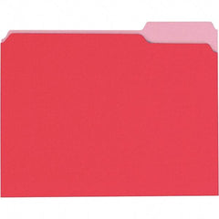 Universal One - 8-1/2 x 11", Letter Size, Red/Light Red, File Folders with Top Tab - 11 Point Stock, 1/3 Tab Cut Location - Eagle Tool & Supply