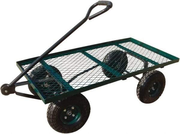 Sandusky Lee - 800 Lb Capacity Steel Wagon Truck - Steel Deck, 36" OAW, 60" Platform Length, Rubber Casters - Eagle Tool & Supply