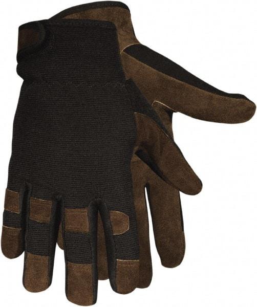 MCR Safety - Size XL Synthetic Blend Work Gloves - Adjustable Closure Cuff, Brown/Black, Paired - Eagle Tool & Supply