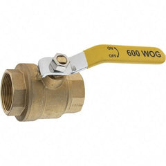 Value Collection - 1-1/2" Pipe, Brass Full Port Ball Valve - 2 Piece, NPT Ends, Lever Handle, 600 WOG, 150 WSP - Eagle Tool & Supply