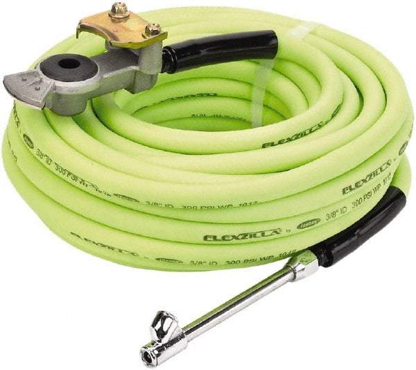 Legacy - Air Compressor Truck Tire Inflator Kit - 300 psi, 3/8" ID x 50' Flexzilla Air Hose; Glad-Hand Attachment; 30° Dual Air Chuck - Eagle Tool & Supply