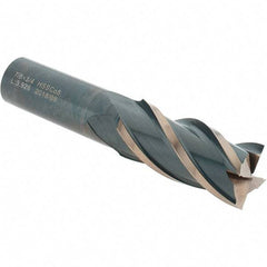 Value Collection - 7/8", 1-7/8" LOC, 3/4" Shank Diam, 4-1/8" OAL, 4 Flute, High Speed Steel Square End Mill - Single End, TiN Finish, Spiral Flute, 30° Helix, Centercutting, Right Hand Cut, Right Hand Flute - Eagle Tool & Supply