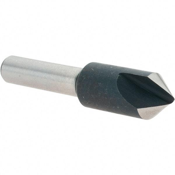 Value Collection - 3/8" Head Diam, 1/4" Shank Diam, 1 Flute 82° High Speed Steel Countersink - 1-3/4" OAL - Eagle Tool & Supply