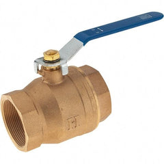 Value Collection - 2" Pipe, Bronze Full Port Ball Valve - 2 Piece, NPT Ends, Lever Handle, 600 WOG, 150 WSP - Eagle Tool & Supply