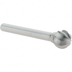 Value Collection - 1/2" Cut Diam, 1/4" Shank Diam, Ball Head Burr - Carbide, 7/16" LOC, 2-7/16" OAL - Eagle Tool & Supply
