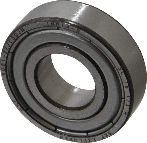 SKF - 12mm Bore Diam, 28mm OD, Double Shield Deep Groove Radial Ball Bearing - 8mm Wide, 1 Row, Round Bore, 2,360 Nm Static Capacity, 5,400 Nm Dynamic Capacity - Eagle Tool & Supply