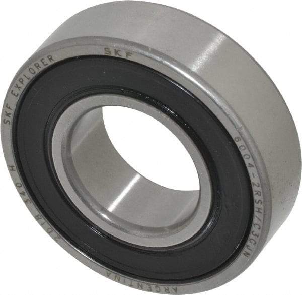 SKF - 20mm Bore Diam, 42mm OD, Double Seal Deep Groove Radial Ball Bearing - 12mm Wide, 1 Row, Round Bore, 5,000 Nm Static Capacity, 9,950 Nm Dynamic Capacity - Eagle Tool & Supply