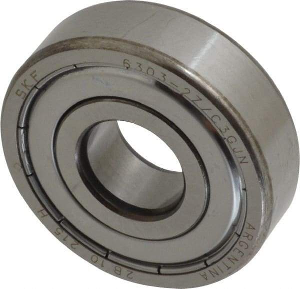 SKF - 17mm Bore Diam, 47mm OD, Double Shield Deep Groove Radial Ball Bearing - 14mm Wide, 1 Row, Round Bore, 6,550 Nm Static Capacity, 14,300 Nm Dynamic Capacity - Eagle Tool & Supply