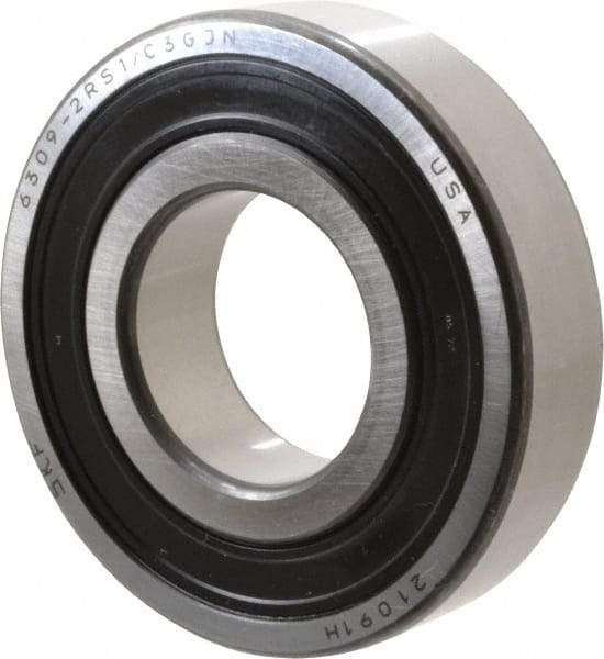 SKF - 45mm Bore Diam, 100mm OD, Double Seal Deep Groove Radial Ball Bearing - 25mm Wide, 1 Row, Round Bore, 31,500 Nm Static Capacity, 55,300 Nm Dynamic Capacity - Eagle Tool & Supply