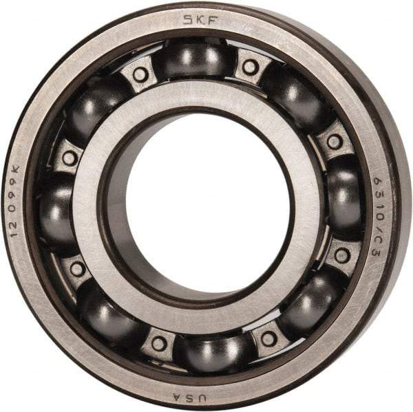 SKF - 50mm Bore Diam, 110mm OD, Open Deep Groove Radial Ball Bearing - 27mm Wide, 1 Row, Round Bore, 38,000 Nm Static Capacity, 65,000 Nm Dynamic Capacity - Eagle Tool & Supply