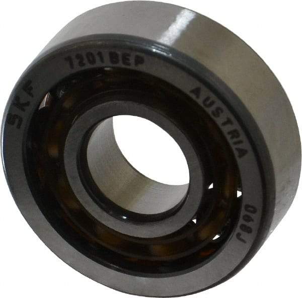 SKF - 12mm Bore Diam, 32mm OD, Open Angular Contact Radial Ball Bearing - 10mm Wide, 1 Row, Round Bore, 3,800 Lb Static Capacity, 7,610 Lb Dynamic Capacity - Eagle Tool & Supply