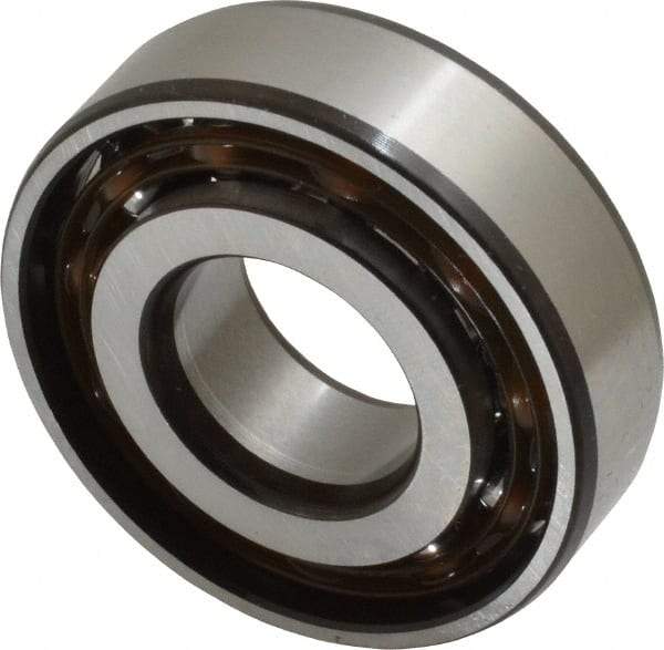 SKF - 20mm Bore Diam, 47mm OD, Open Angular Contact Radial Ball Bearing - 14mm Wide, 1 Row, Round Bore, 8,300 Lb Static Capacity, 14,000 Lb Dynamic Capacity - Eagle Tool & Supply