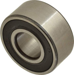 SKF - 15mm Bore Diam, 35mm OD, Double Seal Angular Contact Radial Ball Bearing - 15.9mm Wide, 2 Rows, Round Bore, 6,700 Lb Static Capacity, 11,200 Lb Dynamic Capacity - Eagle Tool & Supply