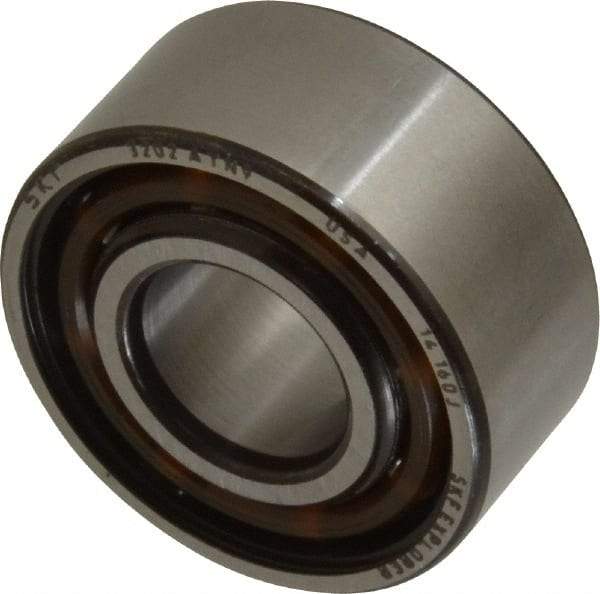 SKF - 15mm Bore Diam, 35mm OD, Open Angular Contact Radial Ball Bearing - 15.9mm Wide, 2 Rows, Round Bore, 6,700 Lb Static Capacity, 11,200 Lb Dynamic Capacity - Eagle Tool & Supply
