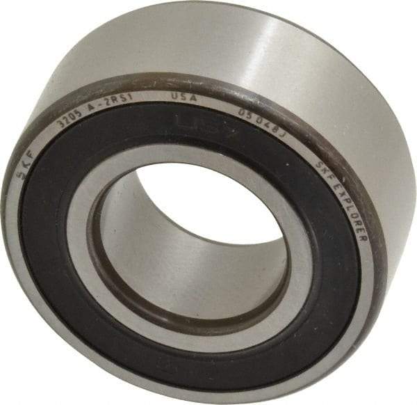 SKF - 25mm Bore Diam, 52mm OD, Double Seal Angular Contact Radial Ball Bearing - 20.6mm Wide, 2 Rows, Round Bore, 14,300 Lb Static Capacity, 20,800 Lb Dynamic Capacity - Eagle Tool & Supply