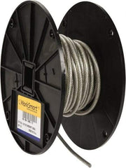 Value Collection - 3/16" x 3/32" Diam, Aircraft Cable - 920 Lb Breaking Strength, 7 x 7 Strand Core, Vinyl Coating - Eagle Tool & Supply