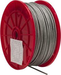 Value Collection - 1/8" x 3/32" Diam, Aircraft Cable - 920 Lb Breaking Strength, 7 x 7 Strand Core, Vinyl Coating - Eagle Tool & Supply