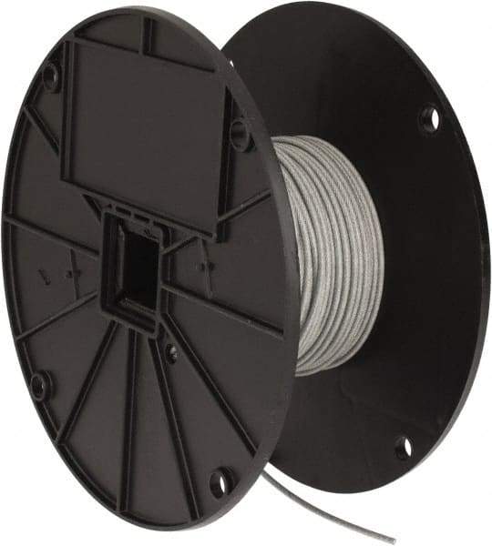 Value Collection - 3/32" x 1/16" Diam, Aircraft Cable - 480 Lb Breaking Strength, 7 x 7 Strand Core, Vinyl Coating - Eagle Tool & Supply