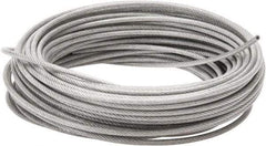 Value Collection - 3/32" x 1/16" Diam, Aircraft Cable - 480 Lb Breaking Strength, 7 x 7 Strand Core, Vinyl Coating - Eagle Tool & Supply