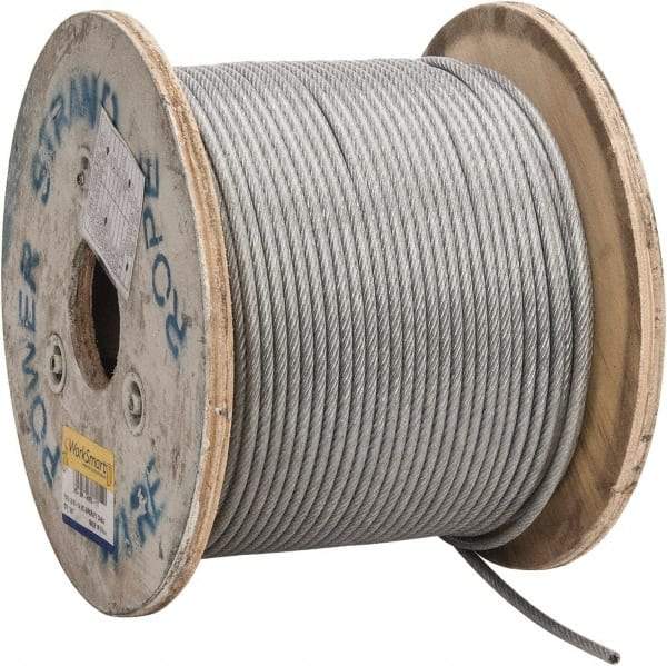 Value Collection - 1/4" x 3/16" Diam, Aircraft Cable - 4,200 Lb Breaking Strength, 7 x 19 Strand Core, Vinyl Coating - Eagle Tool & Supply