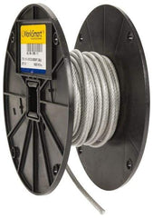 Value Collection - 3/16" x 1/8" Diam, Aircraft Cable - 2,000 Lb Breaking Strength, 7 x 19 Strand Core, Vinyl Coating - Eagle Tool & Supply