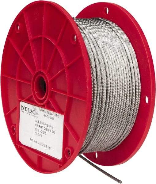 Value Collection - 1/8" Diam, Aircraft Cable - 1,760 Lb Breaking Strength, 7 x 19 Strand Core - Eagle Tool & Supply