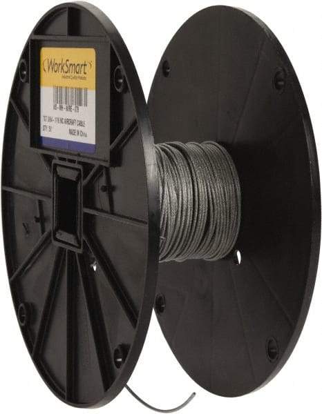 Value Collection - 1/16" x 3/64" Diam, Aircraft Cable - 270 Lb Breaking Strength, 7 x 7 Strand Core, Nylon Coating - Eagle Tool & Supply