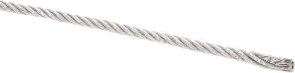 Value Collection - 5/32" Diam, Galvanized Steel Wire Rope - 2,800 Lb Breaking Strength, 7 x 19 Strand Core - Eagle Tool & Supply