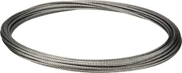 Value Collection - 5/16" Diam, Galvanized Steel Wire Rope - 9,800 Lb Breaking Strength, 7 x 19 Strand Core - Eagle Tool & Supply